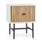Costway Sliding Door Nightstand Mid-century Modern Storage End Table with Cabinet Black/Distressed White